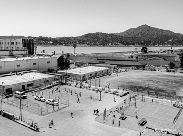 black and white photo of san quentin